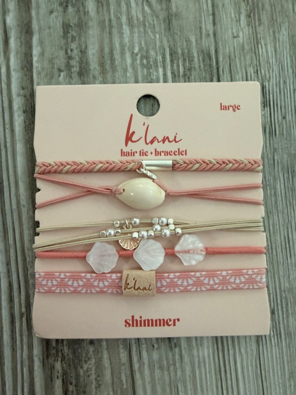 K’Lani Shimmer Shell Hair Tie & Bracelet Set